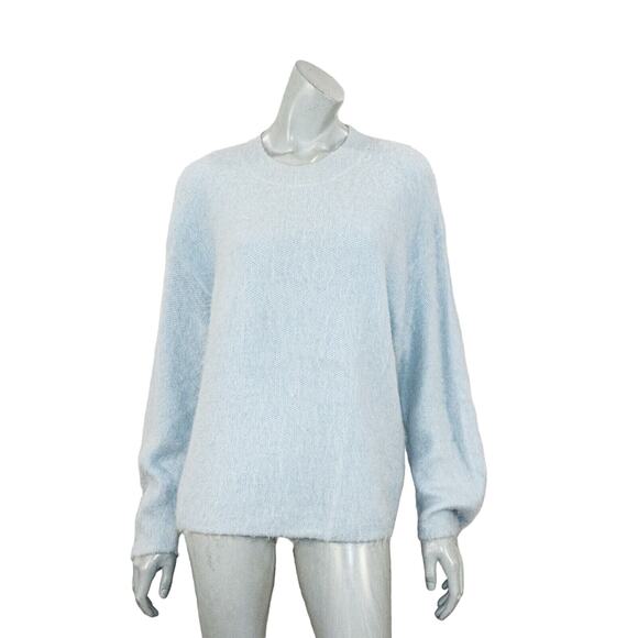 VINCE Women's Oversize Fuzzy Sweater Alpaca Mohair blend in light blue sz L $345 - Picture 2 of 10